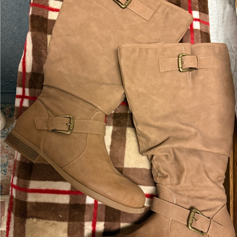 Torrid Brown Over the Knee Boots with Buckle Detail